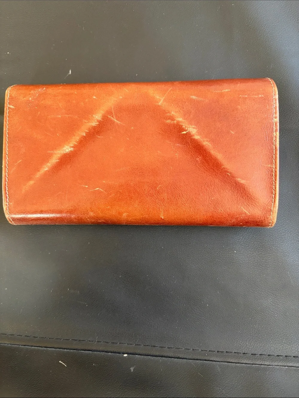 Mavik Italian Leather Cognac Brown Accordion Wallet Clutch